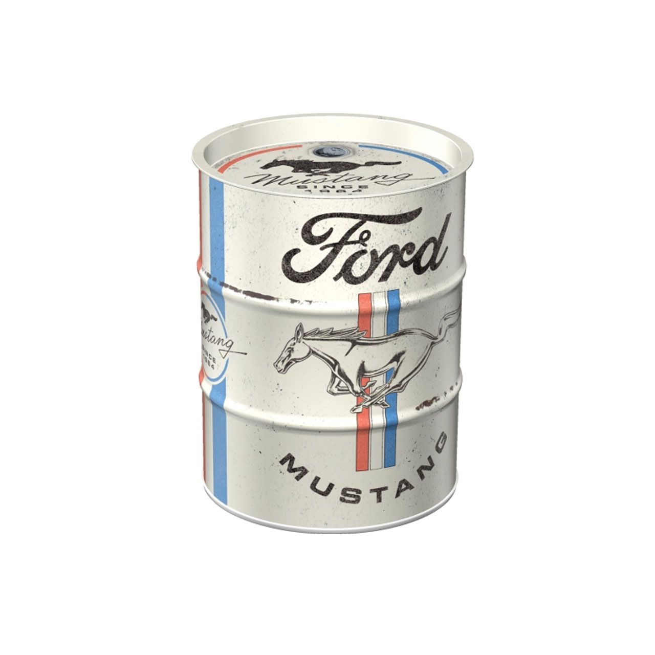 Ölfass Spardose mit Mustang Logo