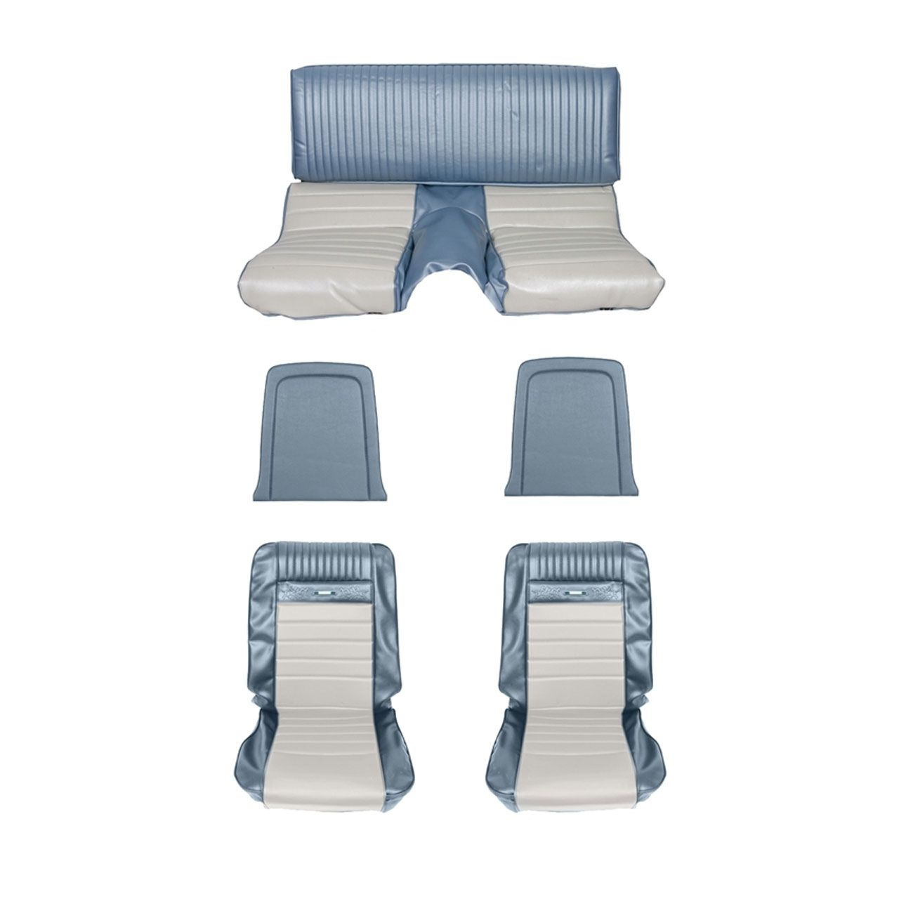 Sitzbezugsatz Pony, 65-66 Fastback, Blau/Weiß (Blue/White)