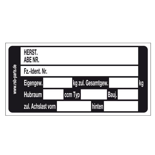 Typenschild - Klebefolie (100x50mm) Typenschild - Klebefolie (100x50mm)
