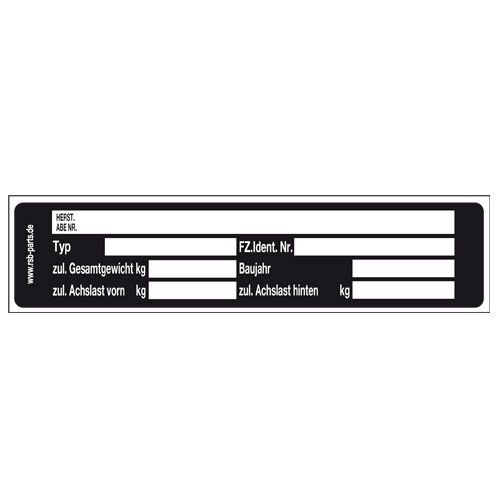 Typenschild - Klebefolie (165x40mm) Typenschild - Klebefolie (165x40mm)