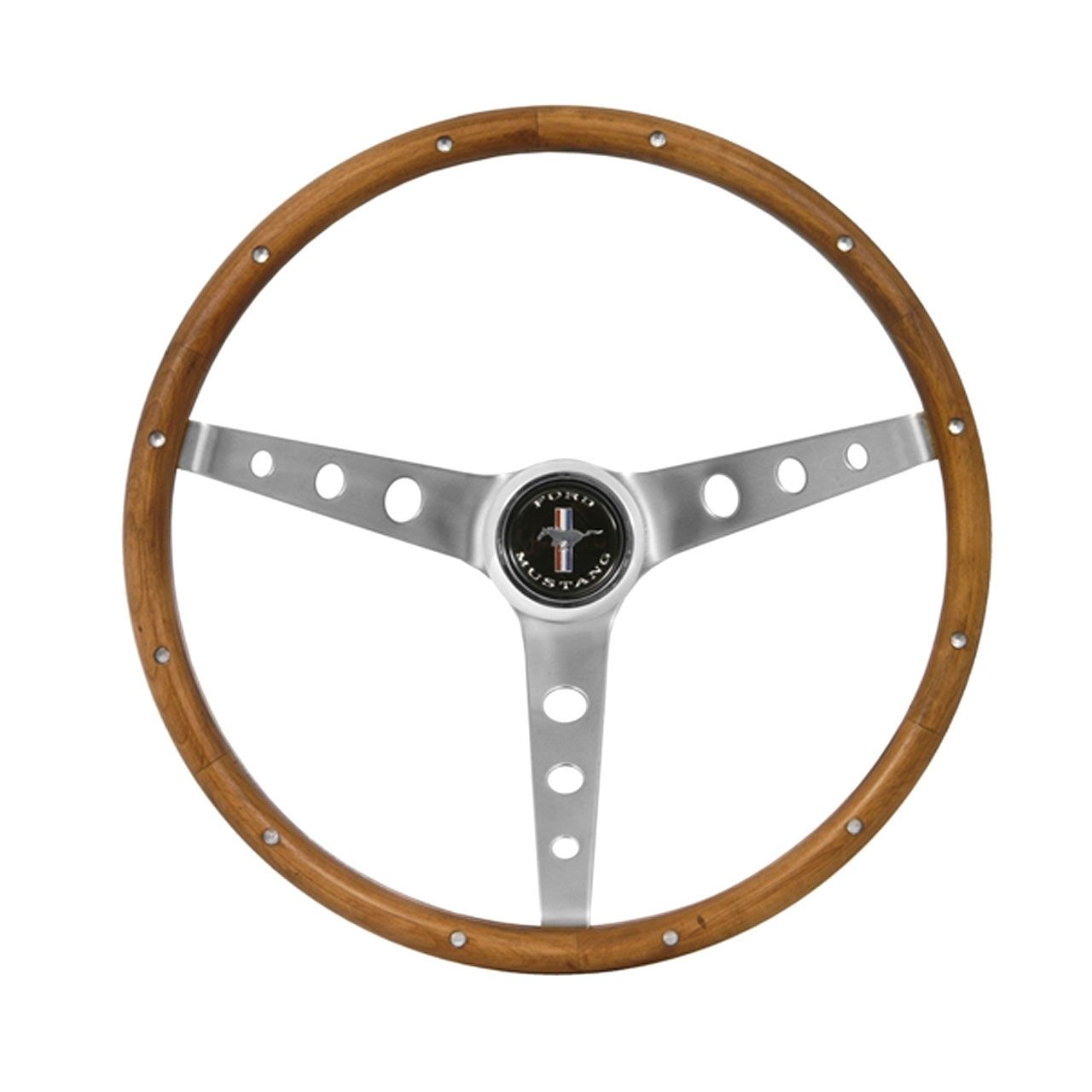Lenkrad Holz Grant 13 1/2" mit Mustanghupenknopf Lenkrad Holz Grant 13 1/2" mit Mustanghupenknopf