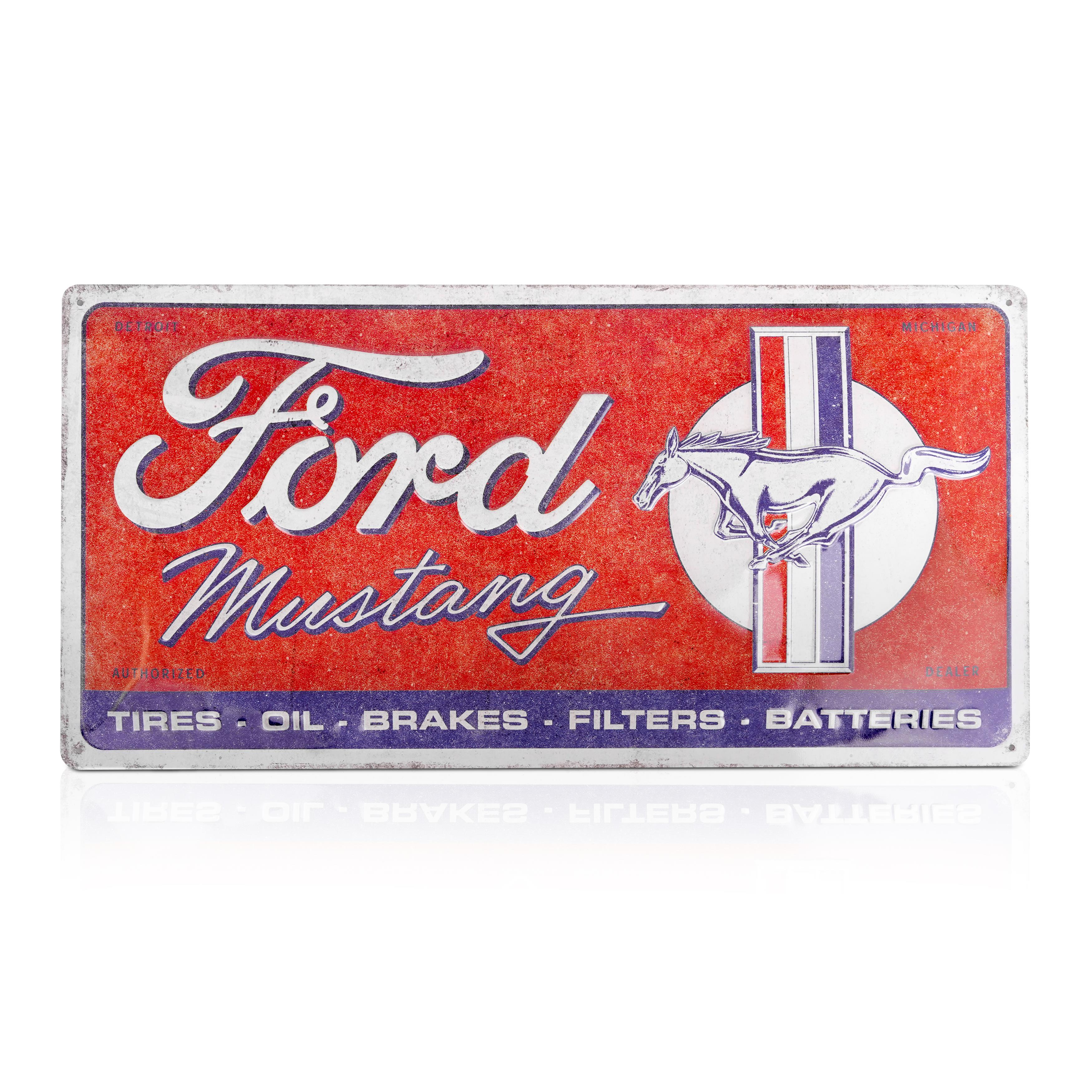 Ford Mustang Blechschild Horse & Stripes Logo