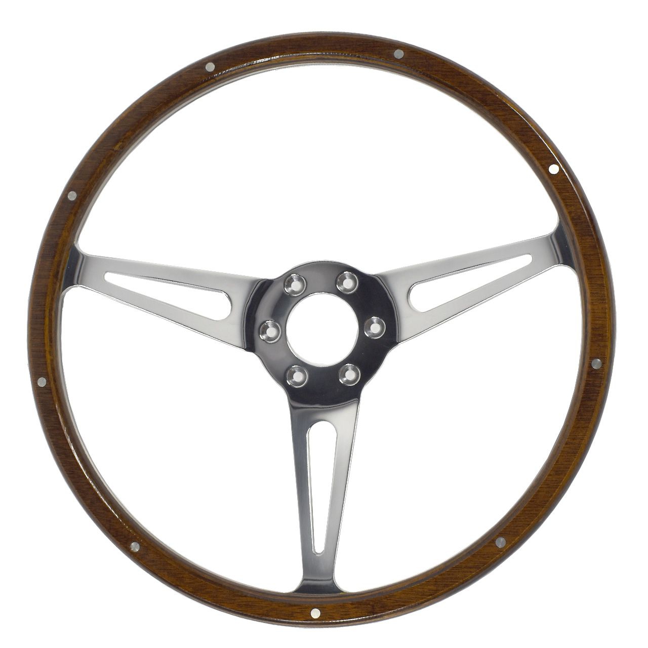 Lenkrad 3-Speichen "Shelby Style" in 15", Holz, 65-73 Lenkrad 3-Speichen "Shelby Style" in 15", Holz, 65-73