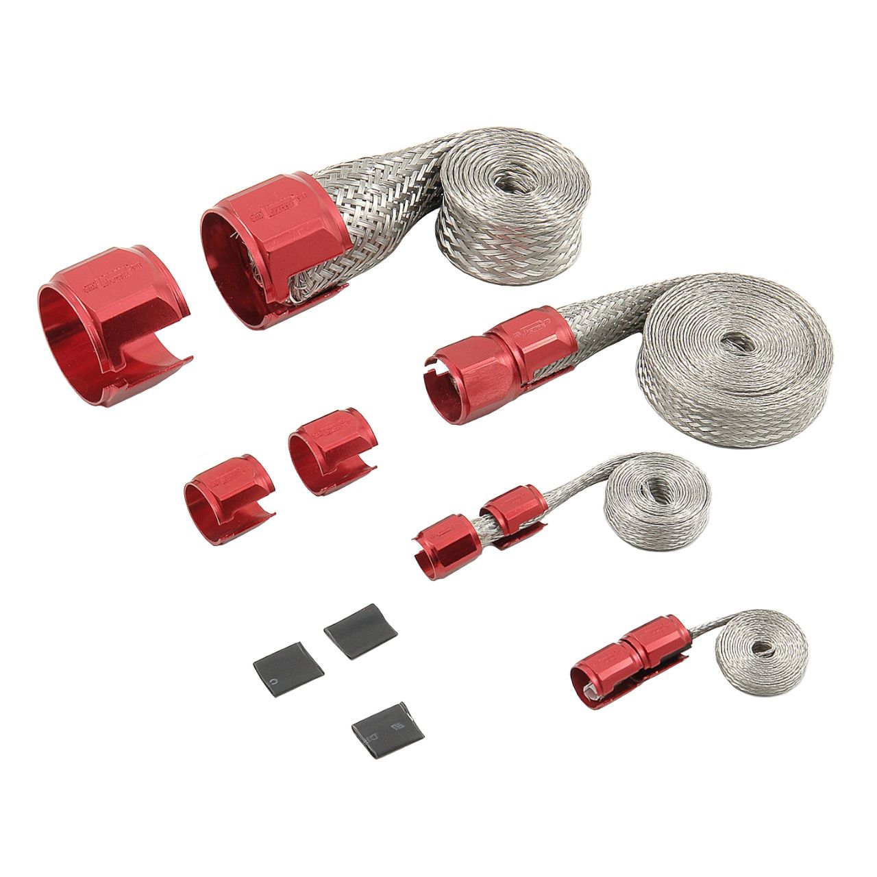 Schlauchüberzugset V2A mit roten Klemmen