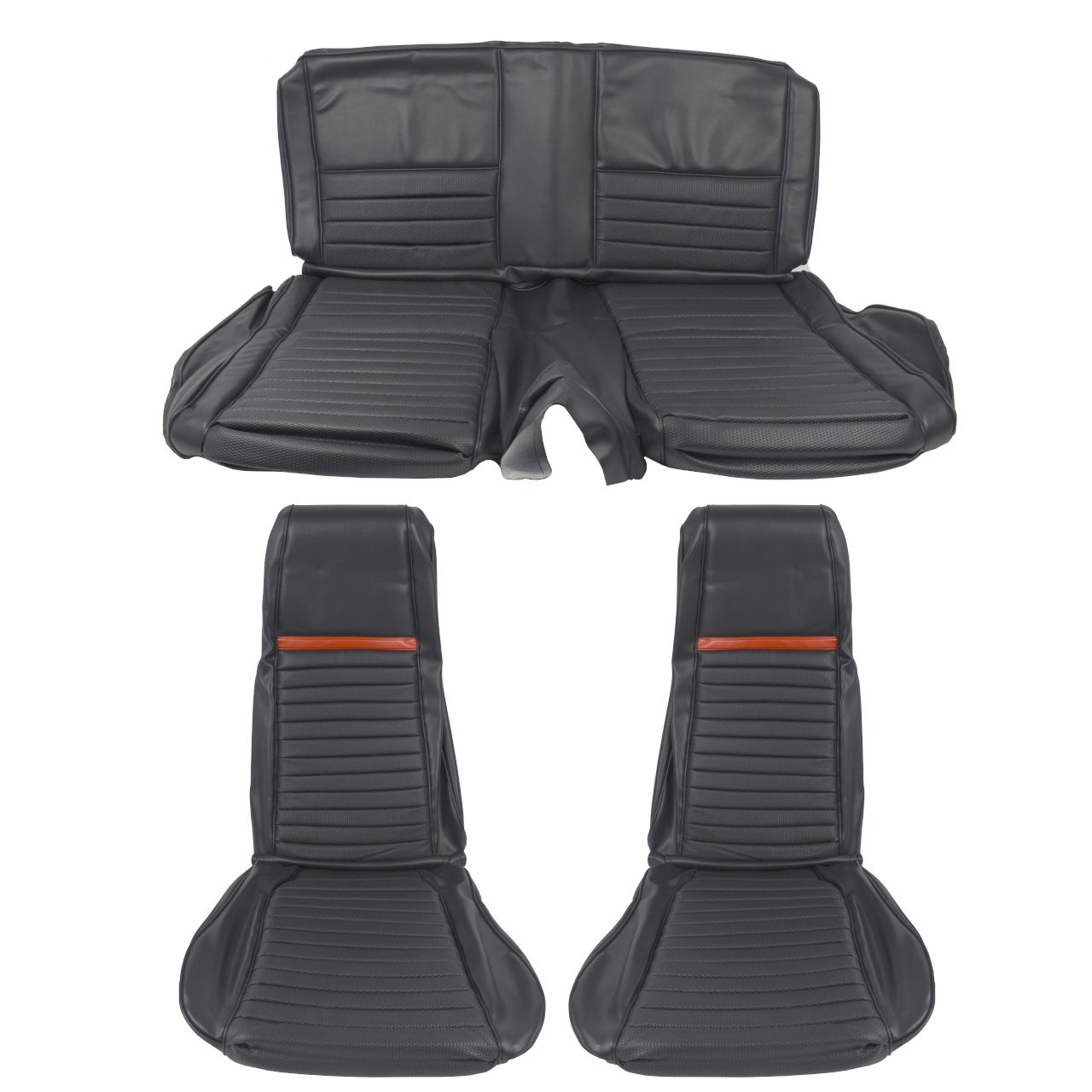 Sitzbezugsatz MACH I, 69 Fastback, Schwarz/Rot (Black/Red)