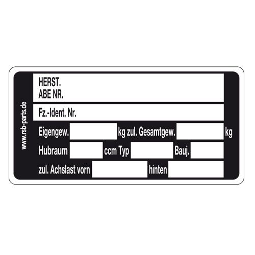 Typenschild Aluplakette Typenschild Aluplakette