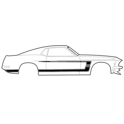 Zierstreifen, 69, Boss 302, Schwarz