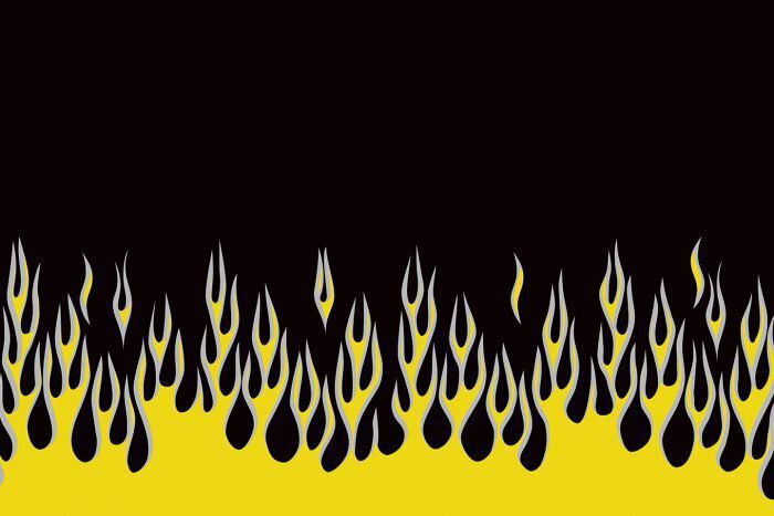 Kotflügelschoner mit - Yellow & Silver Flames - Logo, Stück Kotflügelschoner mit - Yellow & Silver Flames - Logo, Stück