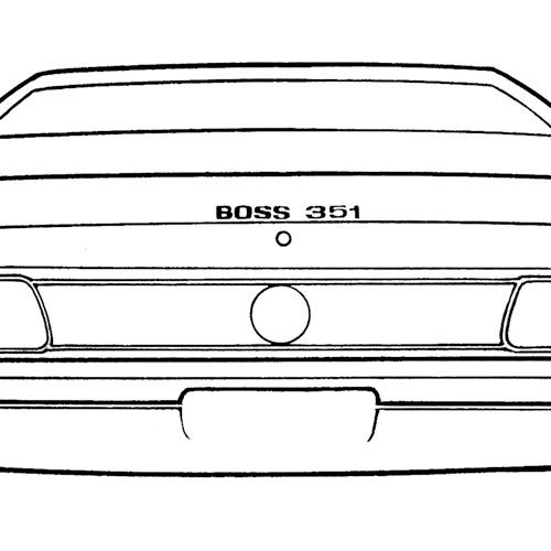Aufkleber Boss 351, 71, Kofferdeckel, Silber