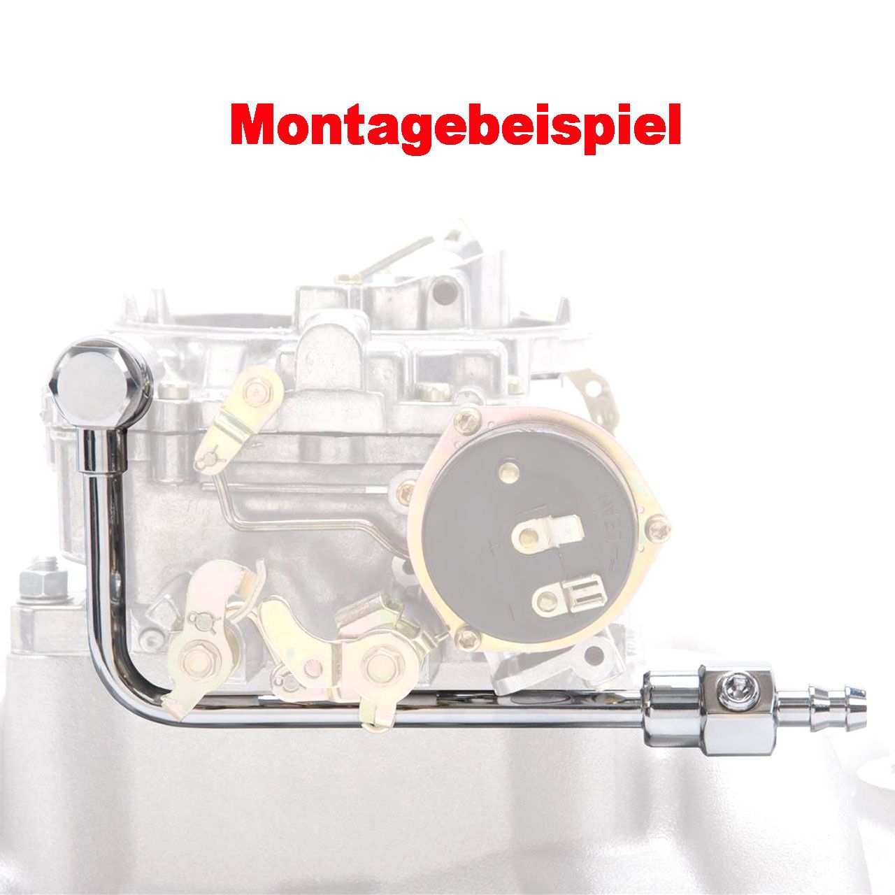 Kraftstoffanschlußleitung, verchromt, für Edelbrockvergaser Kraftstoffanschlußleitung, verchromt, für Edelbrockvergaser