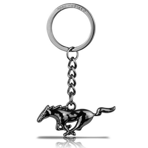 Schlüsselanhänger Metall "Mustang", Schwarz verchromt