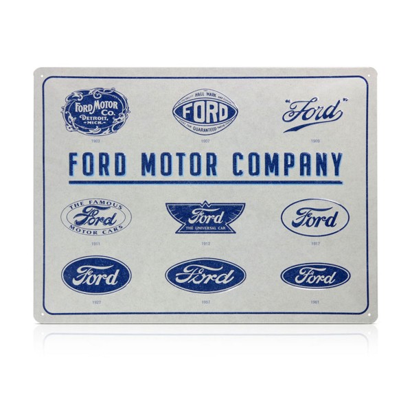 Blechschild Ford Logo Evolution