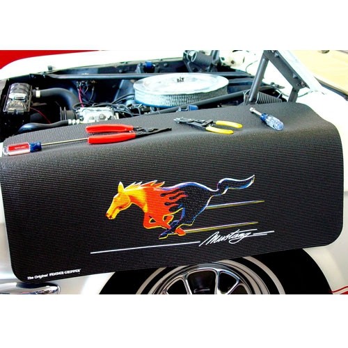 Kotflügelschoner mit - Mustang Flaming Pony - Logo, Stück