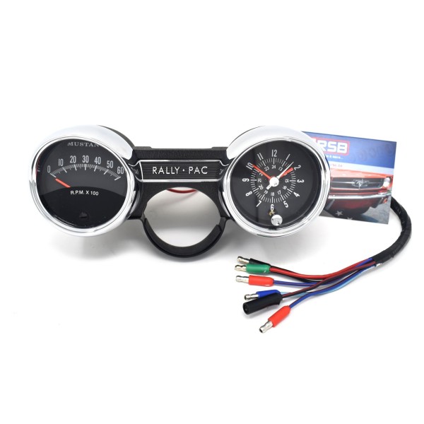 Rally-Pac, 65, V8, 6000U/min, Mustang-Schriftzug, Schwarz-Chrom
