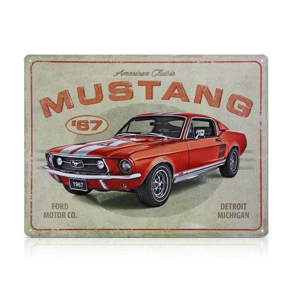 Blechschild Mustang Fastback GT 67 Rot